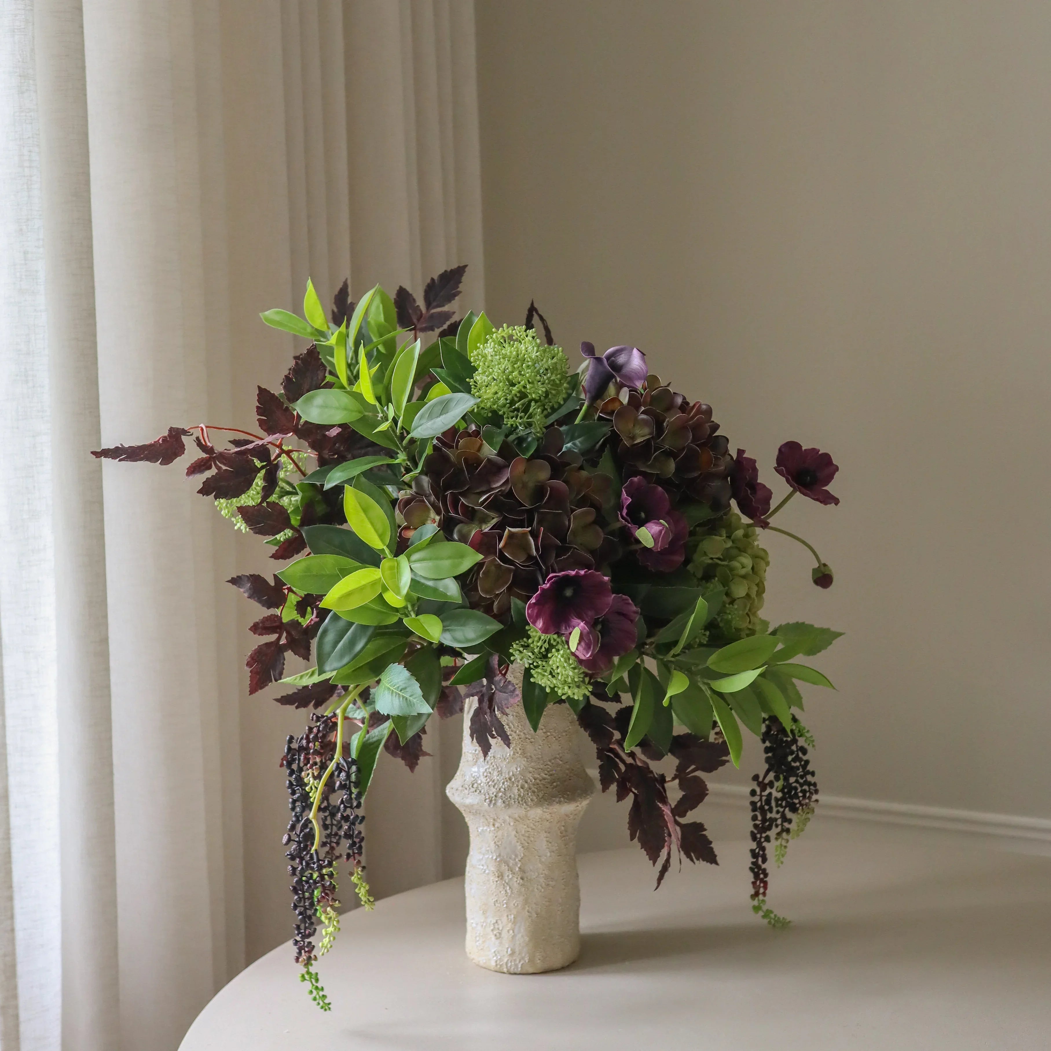 Blackberry Grove Bouquet - kunstbloemen boeket detailopname
